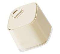 MLWSKERTY Space Saving Small Press Lid Trash Bin Modern Cream White Plastic Garbage Can with Brush Desktop Waste Basket Organizers Space Saving Desk Trash Can