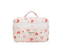 MLWSKERTY Trousse de maquillage tendance avec grand compartiment matelassé en coton Motif cœur Pour un usage quotidien et les voyages, style 3