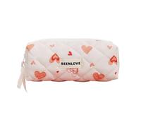 MLWSKERTY Trousse de maquillage tendance avec grand compartiment matelassé en coton Motif cœur Pour un usage quotidien et les voyages, style 1