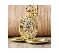 (MLY-M-P06-Gold) Montre de poche mécanique à remontage manuel pour homme, cadran squelette, pendentif Steampunk,