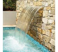 MLYAYE Déversoir de la Cascade Cascade de déversoir de Mur de Piscine d'ornement de Jardin, Fontaine de Piscine à débordement de Descente Pure de 30 à 230 cm de Long(Silver,L-220 cm/87'')