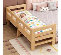 MLYAYE Foldable 3-Sided Guardrail Crib Baby Safety Bed, Wooden Nursery Furniture Bedside Sleeper - Splicing Single Small Cot Cama with Removable Fence(200 x 80 x 30 cm)