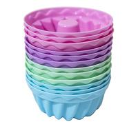 Mlying Lot de 12 mini moules à kouglof réutilisables en silicone - Pour muffins, cupcakes, gâteaux - Diamètre : 6,5 cm - Hauteur : 3,5 cm