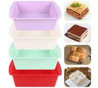 Mlying Lot de 4 moules à gâteau carrés en silicone - Pour brownie - Rouge + blanc + violet + vert - Carré