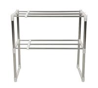MLYIQI 2 Couches Support Extensible en Métal Four à Micro-Étagère pour Micro,pour épices, conserves, Bouteilles,Support d'étagère,Étagère Stable de Cuisine avec Crochets,Porte-casseroles