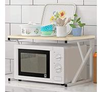 MLYIQI Étagère Stable 2 Couches pour Four à Micro-Ondes avec Crochets, Support de Four, Plan de Travail, Rangement de Comptoir Cuisine, Ustensiles, Porte-épices