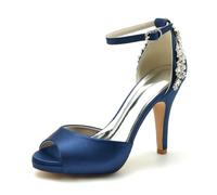 MlYJmer Escarpins Femmes Talons Peeptoe Chaussures de soirée de Mariage,Deep Blue,43 EU