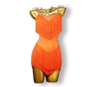 MLYYX Bretelles Robe De Danse Latine pour Femme Jupe Performance Figure Tango Professionnelle Dos Nu Salle De Bal Cha Cha Performance Vêtements De Danse avec Strass,D,L