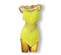 MLYYX Bretelles Robe De Danse Latine pour Femme Jupe Performance Figure Tango Professionnelle Dos Nu Salle De Bal Cha Cha Performance Vêtements De Danse avec Strass,B,L