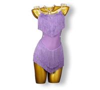 MLYYX Bretelles Robe De Danse Latine pour Femme Jupe Performance Figure Tango Professionnelle Dos Nu Salle De Bal Cha Cha Performance Vêtements De Danse avec Strass,C,L