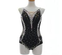 MLYYX Costume De Compétition De Gymnastique Artistique Professionnelle Leotardes De Gymnastique Rythmique Robe De Patinage Costume D'aérobic,Noir,5_8Years
