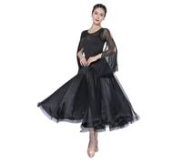 MLYYX Costume de danse moderne standard de salle de bal, valse, tango, robe d'entraînement pour femme, vêtements de danse Foxtrot, noir, XXL
