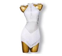 MLYYX Costume De Spectacle De Salsa À Pompons Robe D'entraînement De Danse Latine pour Femmes Robes De Danse De Salon Cha Cha pour Samba,A,3XL