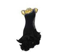 MLYYX Costumes De Compétition De Cha-Cha Latin sans Bretelles Robe De Danse De Salon Jupe À Strass pour Salsa Et Rumba,Noir,3XL