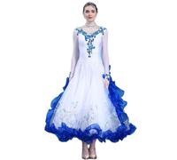 MLYYX Élégante robe de danse de salon pour femmes, valse, tango, costume de compétition de danse, robe de soirée, bleu, M