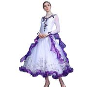 MLYYX Élégante robe de danse de salon pour femmes, valse, tango, costume de compétition, soirée, robe maxi, violet, taille 3XL
