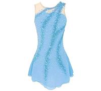 MLYYX Robe De Compétition De Patinage Artistique Dégradée Vêtements D'entraînement en Élasthanne Robe De Patinage sur Glace sans Manches pour Femmes Et Filles Fait Main,E,11_13Years