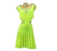 MLYYX Robe de Concours de Danse Latine avancée Professionnelle Robe Tassel Jupe de Danse sans Manches pour Rumba Salsa Solo,A,XS
