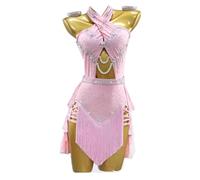 MLYYX Robe de Danse Cha Cha Latine sans Bretelles Jupe de Danse Standard Nationale Costume de Danse Salsa Rumba pour Femme,Rose,XL