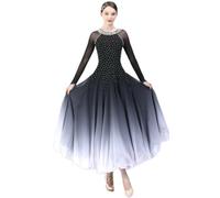 MLYYX Robe de danse de salon dégradée pour compétition Valse étincelante Performance Costume Tango Social Dance Dress,Noir, 3XL