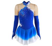 MLYYX Robe De Patinage Artistique Professionnelle pour Filles Déguisement De Compétition De Patinage sur Glace Vêtements De Danse sur Glace À Manches Longues Élastiques Fait Main,I,Small