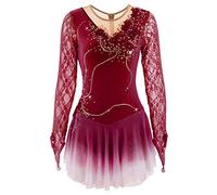 MLYYX Robe De Patinage Artistique Professionnelle pour Filles Vêtements De Compétition De Patinage sur Glace Justaucorps De Gymnastique Fait Main Costume De Patinage À roulettes,C,15 Years