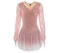 MLYYX Robe De Patinage Artistique Professionnelle pour Filles Vêtements De Compétition De Patinage sur Glace Justaucorps De Gymnastique Fait Main Costume De Patinage À roulettes,H,13 Years