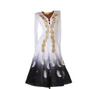 MLYYX Robe de Performance de Danse de Salle de Bal Professionnelle Gradient Costumes de Danse Standard National Jewel Waltz Fait à la Main Costume de Danse Moderne à col V,B,S