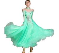 MLYYX Robes De Danse De Salon Bustier pour Femme Tenue De Danse De Salon Moderne Tenue De Tango Foxtrot Jupe De Compétition De Salsa Trapèze,Vert,S