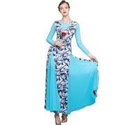 MLYYX Robes De Danse D'entraînement De Salle De Bal Imprimées pour Femmes Robe De Pratique De Valse Moderne sans Dos Tenue De Danse Standard Tango Costume De Danse Sociale Salsa,A,XL