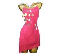 MLYYX Robes De Danse Latine À Franges pour Femmes Vêtements De Danse De Performance De Salle De Bal À Bretelles Costume De Concours Cha Cha Tango À Paillettes,C,M