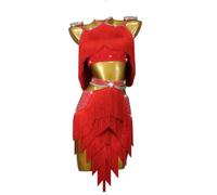MLYYX Tenue de Danse de Performance Tango Cha Cha à Franges Robes de Danse Latine à Bretelles pour Femmes Combinaison de compétition de Salsa pour Rumba,A,XL