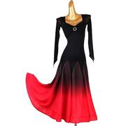 MLYYX Tenue de Danse dégradée pour Valse Flamenco Robe de compétition de Danse Standard Nationale Robe de Bal Jupe de Bal,BlackRed,S