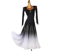 MLYYX Tenue de Danse dégradée pour Valse Flamenco Robe de compétition de Danse Standard Nationale Robe de Bal Jupe de Bal,Noir,S
