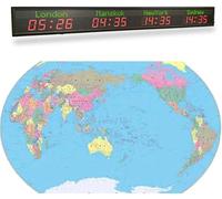 MLYYYDSS Grande Horloge Mondiale numérique à LED, Fuseau horaire 3/4/5/6, Horloge Mondiale à Montage Mural, Fuseau horaire de la Ville, Ville modifiable, réglage de la luminosité à 5 Niveaux 4Time