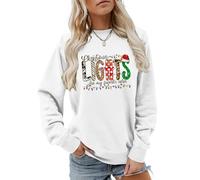 MLZHAN Christmas Lights Are My Favorite Color Sweat-shirt à manches longues pour femme avec lumières colorées amusantes, blanc, XL