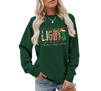 MLZHAN Christmas Lights Are My Favorite Color Sweat-shirt à manches longues pour femme avec lumières colorées amusantes, Vert vintage., S