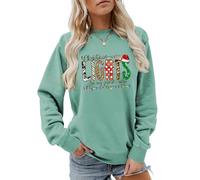 MLZHAN Christmas Lights Are My Favorite Color Sweat-shirt à manches longues pour femme avec lumières colorées amusantes, vert clair, XXL