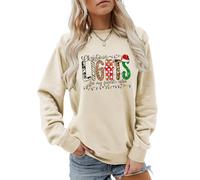 MLZHAN Christmas Lights Are My Favorite Color Sweat-shirt à manches longues pour femme avec lumières colorées amusantes, beige, M