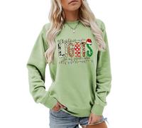 MLZHAN Christmas Lights Are My Favorite Color Sweat-shirt à manches longues pour femme avec lumières colorées amusantes, vert olive, S