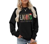 MLZHAN Christmas Lights Are My Favorite Color Sweat-shirt à manches longues pour femme avec lumières colorées amusantes, Noir , L