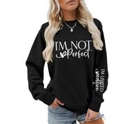 MLZHAN I'm Not Perfect Sweatshirt à col rond et manches longues avec inscription « I'm Limited Perfect Letter » imprimée, Noir , M