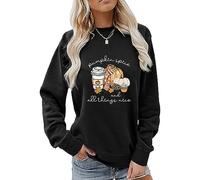 MLZHAN Pumpkin Spice and All Things Joli sweat-shirt pour femme Halloween imprimé citrouille café automne hiver cadeau, Noir, S
