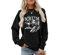 MLZHAN Scream Sweat-shirts d'Halloween fantôme avec couteau, appels téléphoniques, col rond, manches longues, pour Halloween, noir, Large
