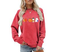 MLZHAN Sweat-Shirt d'halloween pour Femme Imprimé Décontracté d'automne (Grand,Red)