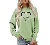 MLZHAN Sweat-Shirt jésus pour Femmes Amour Coeur imprimé Foi chrétienne Cadeau décontracté Automne Hiver Hauts Religieux (TG,Vert Olive)