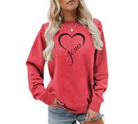 MLZHAN Sweat-Shirt jésus pour Femmes Amour Coeur imprimé Foi chrétienne Cadeau décontracté Automne Hiver Hauts Religieux (S,Rouge)