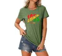 MLZHAN T-Shirt du 17 Juin 1865 pour Femmes Histoire des Noirs Vintage Hauts décontractés d'été Afro-américains (M,Vert Olive)
