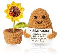 MLZTINGR Pocket Hug Positive Patate : série créative de Pommes de Terre tricotées avec poupée de Tournesol, Cadeau pour Femme, Cadeau d'adieu Parfait pour collègue et Petite Amie, Bonheur et énergie