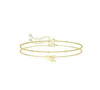 Mm Bracelet Femmes Anneaux lettres en de cœur, pendentif avec lettre d'amour de plage d'été pour adolescents, personnalisé avec lettre de AZ, mignon, tendance, chaîne Bracelet Et 2 Mm (X, One Size)